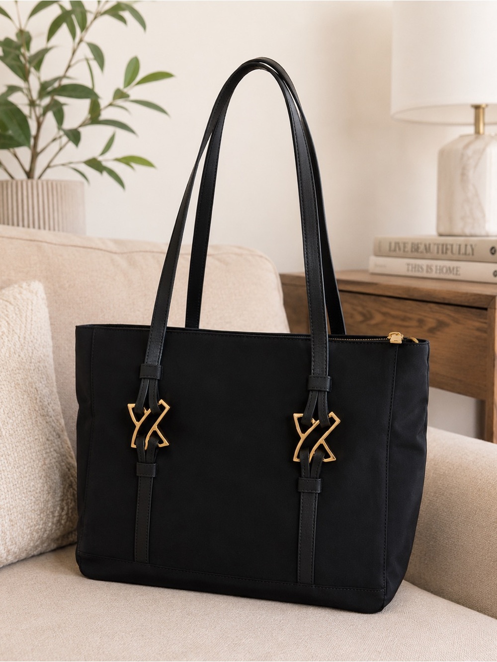 Vintage Paloma Picasso Black Tote with Gold Accents new without tags